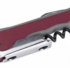 Contacto 6x Kellnermesser, Rot-grauer Anti-Rutschgriff, Edelstahl, Mit Korkenzieher, Messer Und Kapselheber, Länge: 13,5 Cm