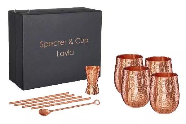 Null Kupferbecher Moscow Mule 4er Set 500ml Mit Zubehör, 100% Reines Kupfer, Cocktailbecher, Barset â Bild 2