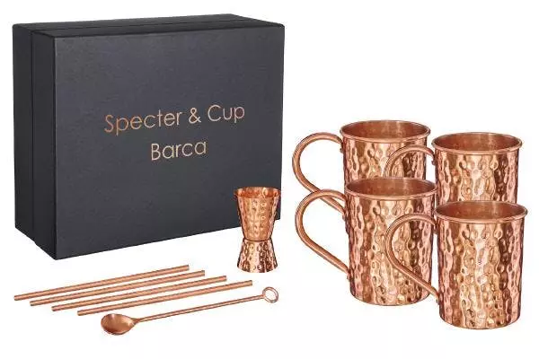 Null Kupferbecher Moscow Mule 4er Set 500ml Mit Zubehör, 100% Reines Kupfer, Cocktailbecher, Barset â Bild 3