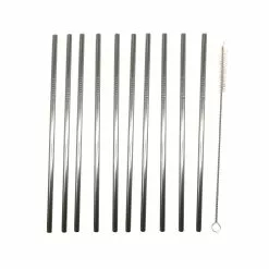 Metro-professional METRO Professional Gerade Trinkhalme, Edelstahl, 10 Stück, Silber