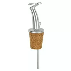 Null QUICK - Metall-Ausg. -Kläppchen, Kurzem Konischen Gießrohr, Nat.-Korken Für 0,5-1,0 Lt. Fl. - 6er Pack