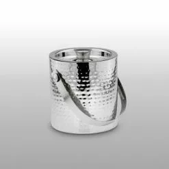 Null Eiswürfelbehälter Inkl. Zange Gehämmert H 17,0cm, D 16,0cm Edelstahl