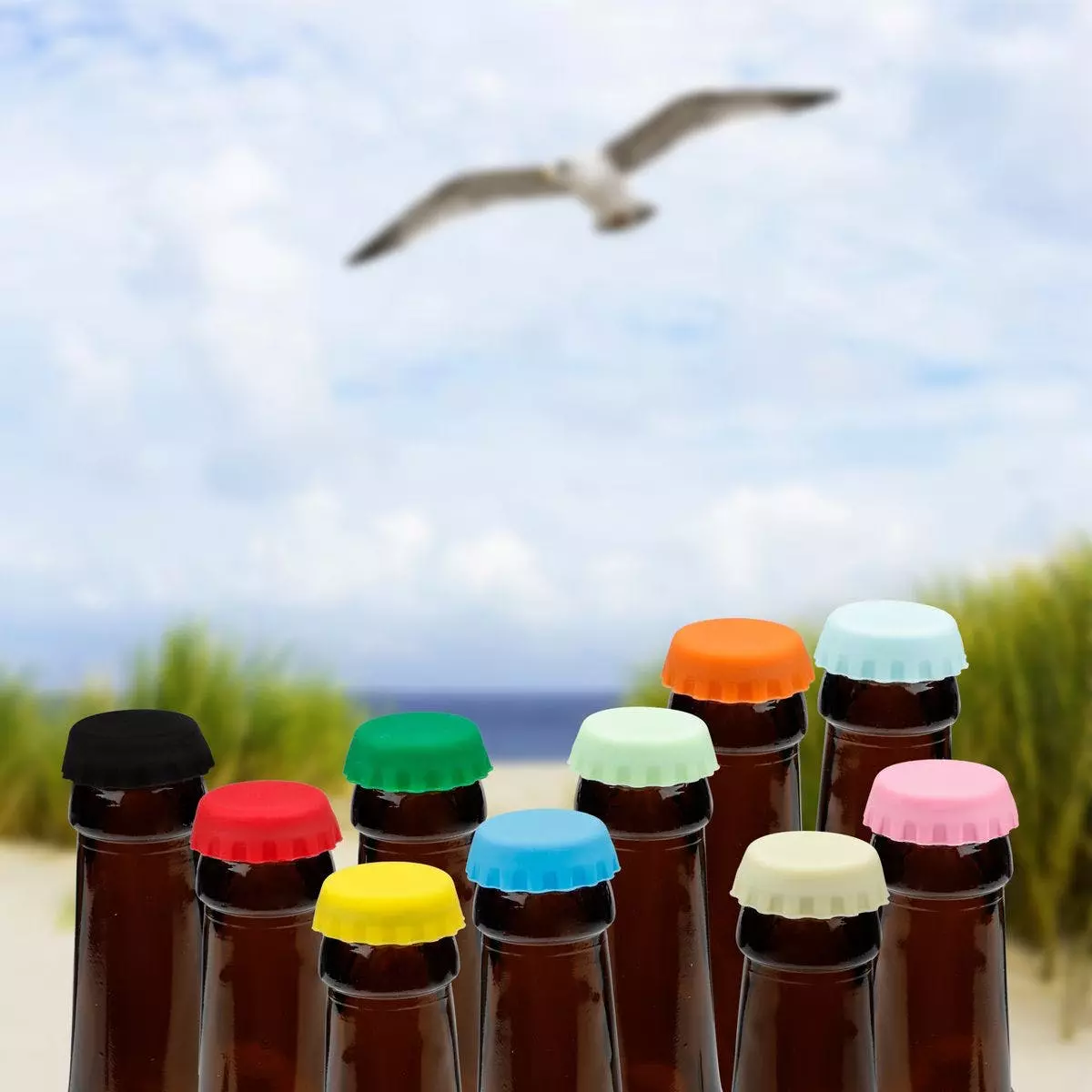 Null 10er Set Silikon Kronkorken Flaschenverschluss Für Trinkflaschen Mehrfarbig – Bild 3