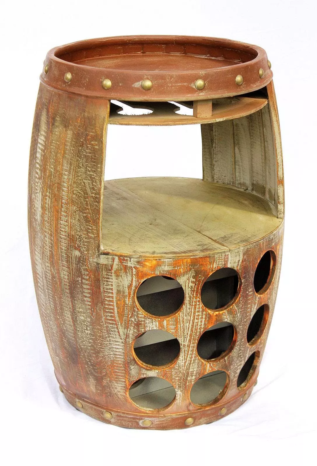 Null DanDiBo Weinregal Holz Weinfass Braun 44 Cm 91361 Bar Flaschenregal Fass Holzfass â Bild 3